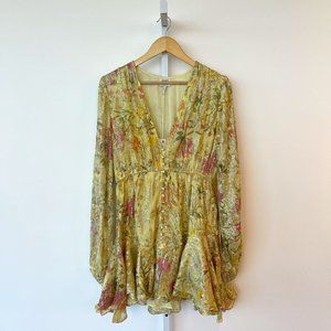 Hemant & Nandita Short Metallic Floral Button-Front Dress